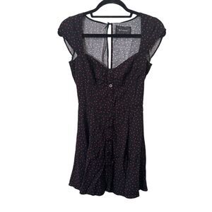 REFORMATION Polka Dot Mini Dress Black Sz 4‎